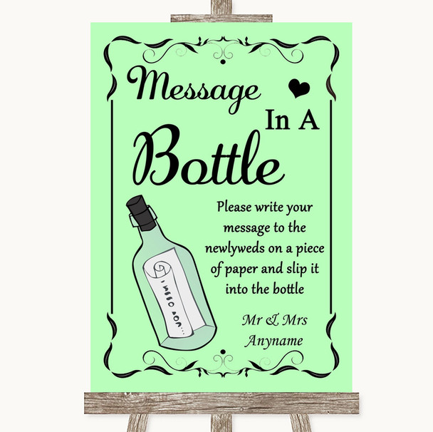 Green Message In A Bottle Personalized Wedding Sign