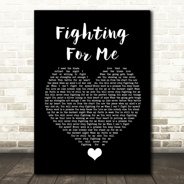 Riley Clemmons Fighting For Me Black Heart Song Lyric Quote Music Poster Print