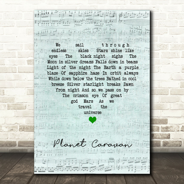 Black Sabbath Planet Caravan Script Heart Song Lyric Quote Music Poster Print