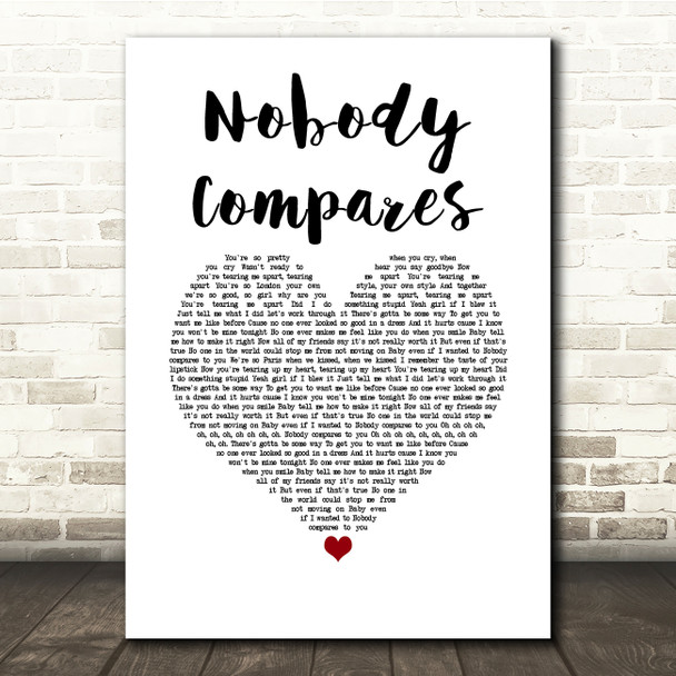 One Direction Nobody Compares White Heart Song Lyric Quote Music Poster Print