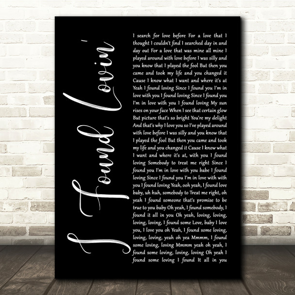 Fatback Band I Found Lovin' Black Script Song Lyric Quote Music Poster Print