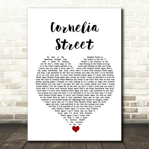 Taylor Swift Cornelia Street White Heart Song Lyric Quote Music Poster Print