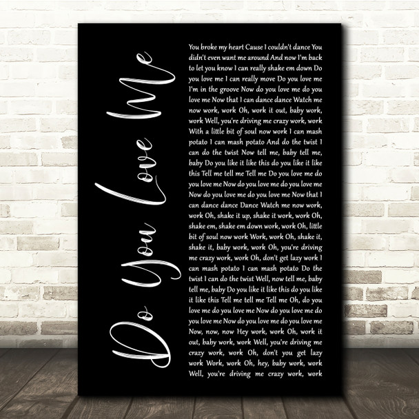 The Contours Do You Love Me Black Script Song Lyric Quote Music Poster Print
