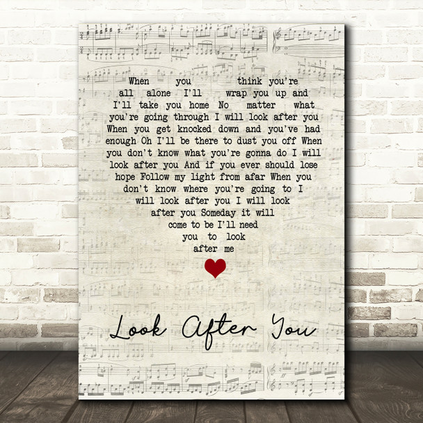 Aron Wright Look After You Script Heart Song Lyric Quote Music Poster Print