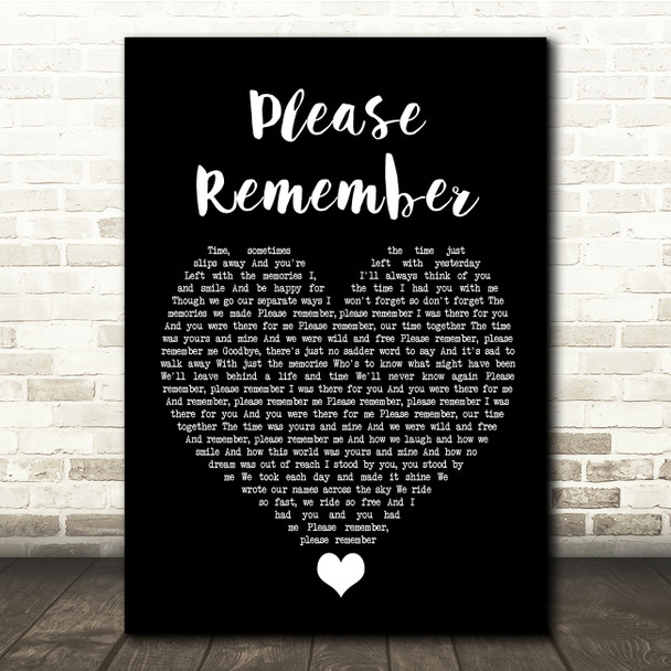 LeAnn Rimes Please Remember Black Heart Song Lyric Quote Music Poster Print