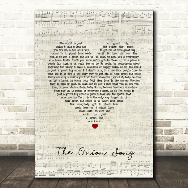Marvin Gaye The Onion Song Script Heart Song Lyric Quote Music Poster Print