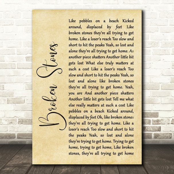 Paul Weller Broken Stones Rustic Script Song Lyric Quote Music Poster Print