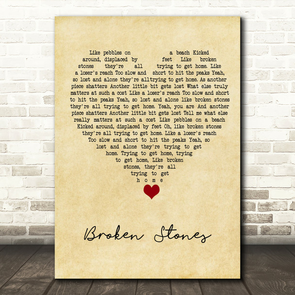 Paul Weller Broken Stones Vintage Heart Song Lyric Quote Music Poster Print