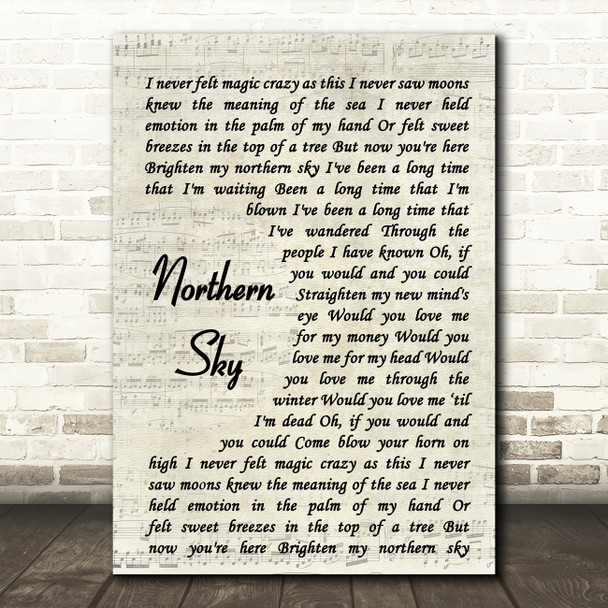 Nick Drake Northern Sky Vintage Script Song Lyric Quote Music Poster Print