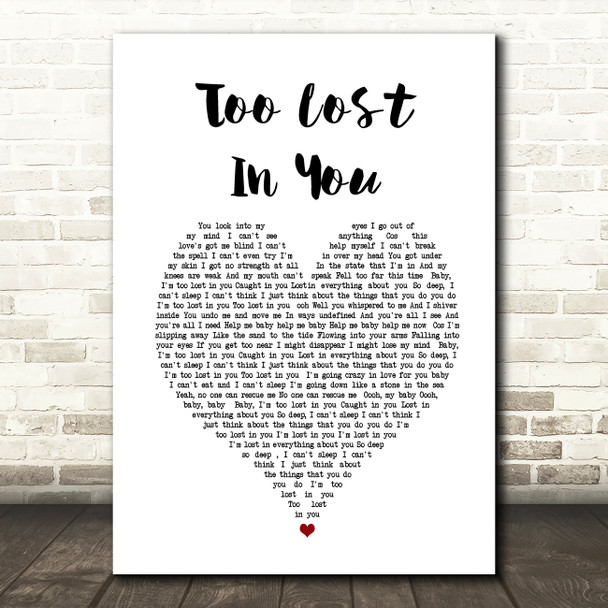 Sugababes Too Lost In You White Heart Song Lyric Quote Music Poster Print