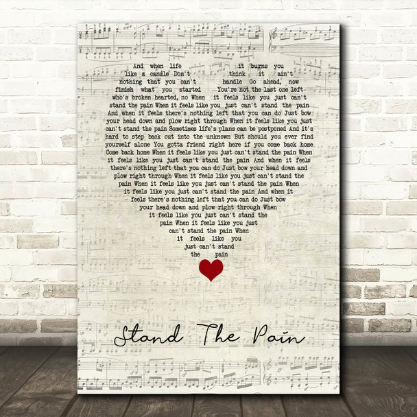 Kid Rock Stand The Pain Script Heart Song Lyric Quote Music Poster Print