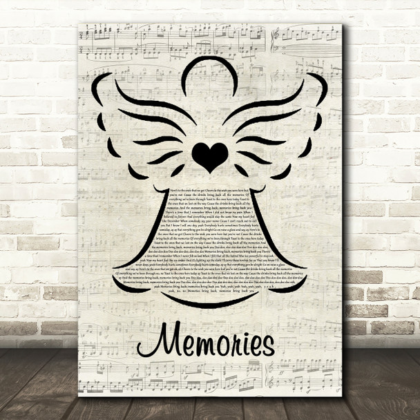 Maroon 5 Memories Music Script Angel Song Lyric Quote Music Poster Print