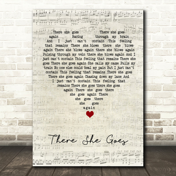 The La's There She Goes Script Heart Song Lyric Quote Music Poster Print
