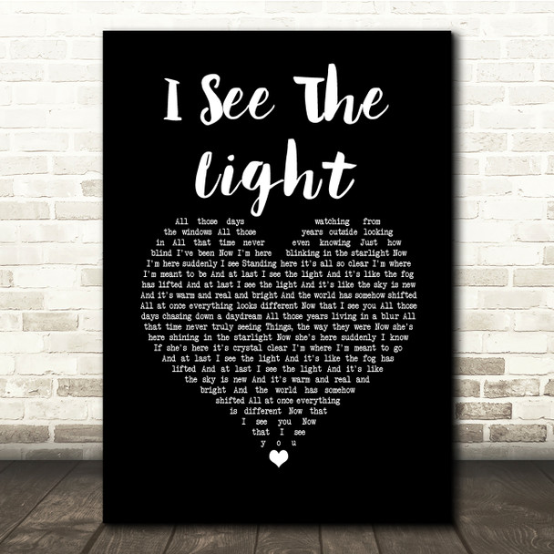 TANGLED I See The Light Black Heart Song Lyric Quote Music Poster Print