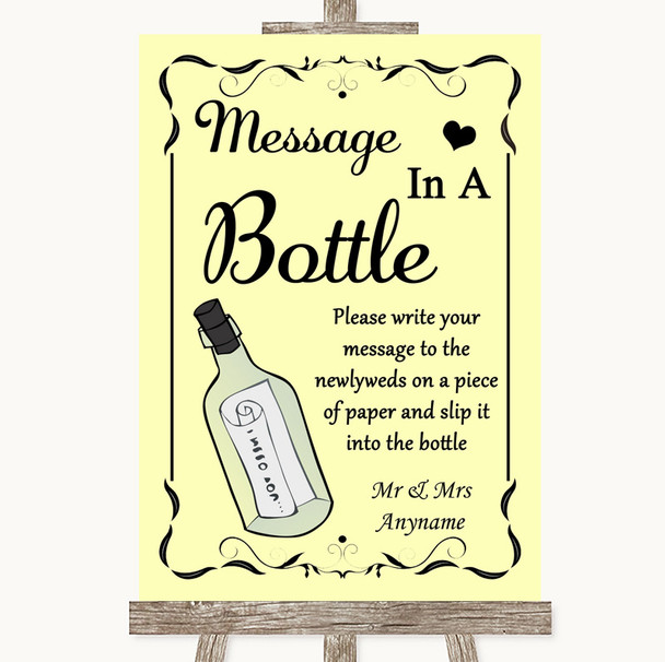 Yellow Message In A Bottle Personalized Wedding Sign