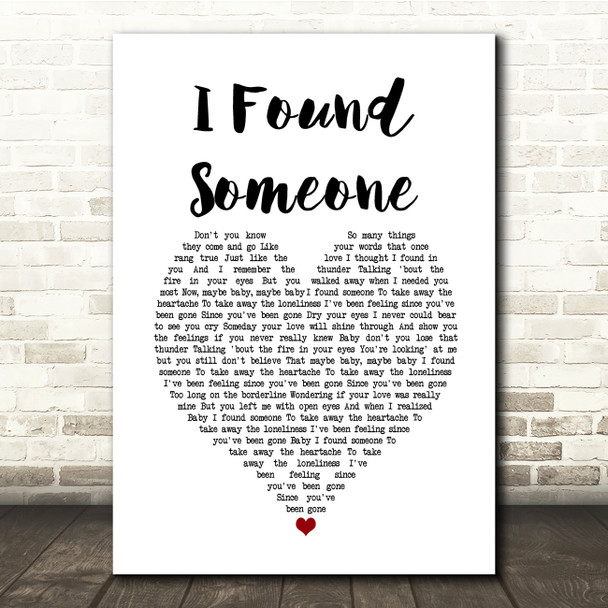 Cher I Found Someone White Heart Song Lyric Quote Music Poster Print