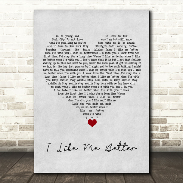 Lauv I Like Me Better Grey Heart Song Lyric Quote Music Poster Print