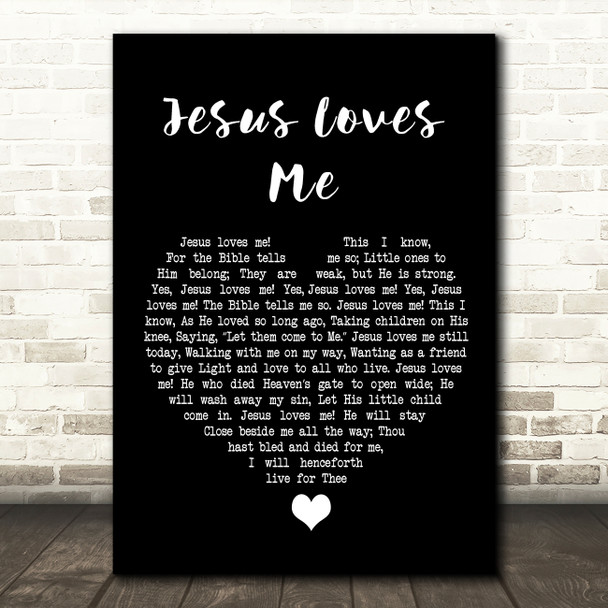 Anna Bartlett Warner Jesus Loves Me Black Heart Song Lyric Quote Music Poster Print