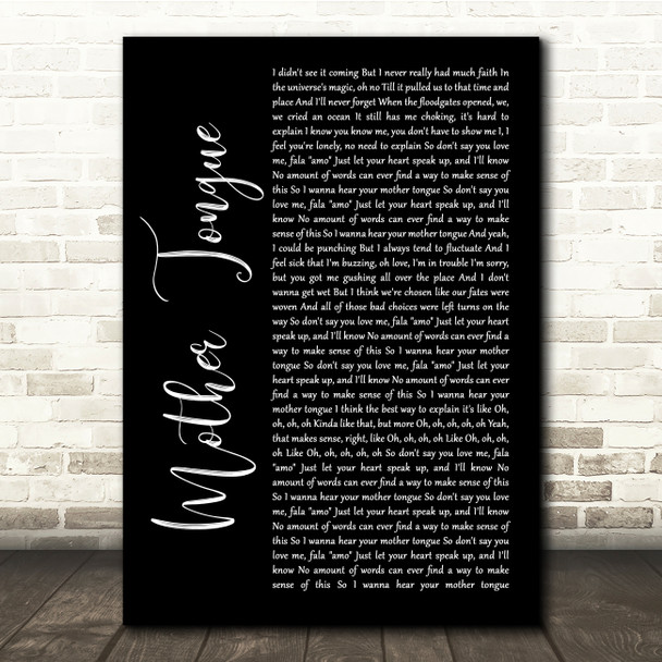 Bring Me The Horizon Mother Tongue Black Script Song Lyric Quote Music Poster Print