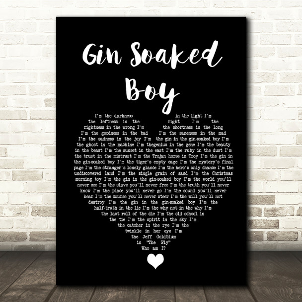 The Divine Comedy Gin Soaked Boy Black Heart Song Lyric Quote Music Poster Print