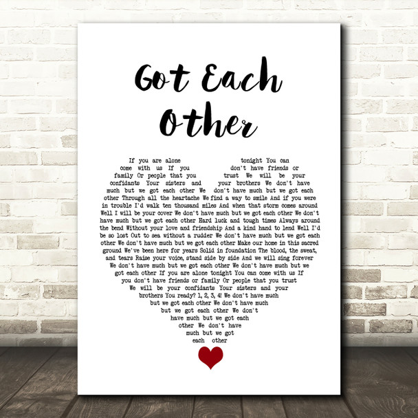 The Interrupters Got Each Other White Heart Song Lyric Quote Music Poster Print