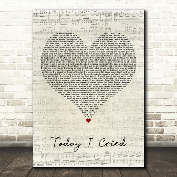 Professor Green Today I Cried Script Heart Song Lyric Quote Music Poster Print