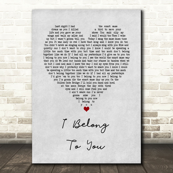 Brandi Carlile I Belong To You Grey Heart Song Lyric Quote Music Poster Print