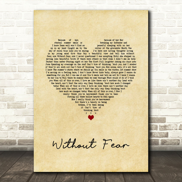 Dermot Kennedy Without Fear Vintage Heart Song Lyric Quote Music Poster Print