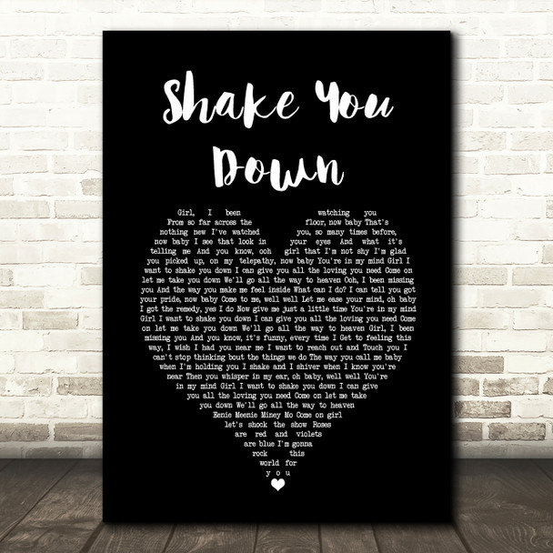 Gregory Abbott Shake You Down Black Heart Song Lyric Quote Music Poster Print