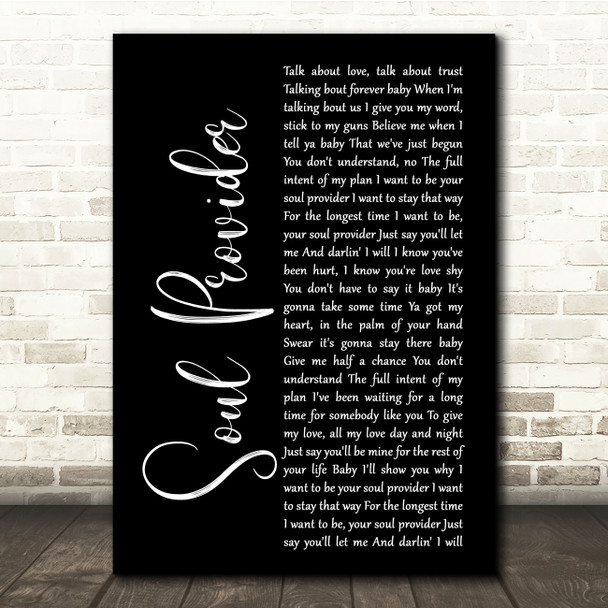 Michael Bolton Soul Provider Black Script Song Lyric Quote Music Poster Print