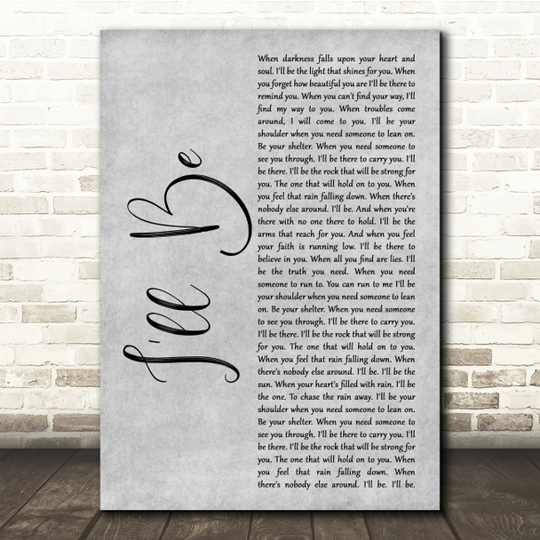 Reba McEntire I'll Be Grey Rustic Script Song Lyric Quote Music Poster Print