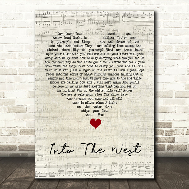 Annie Lennox Into The West Script Heart Song Lyric Quote Music Poster Print