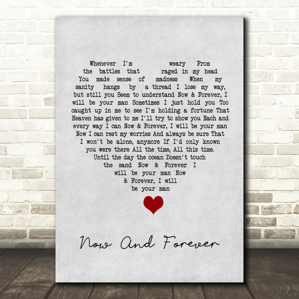 Richard Marx Now And Forever Grey Heart Song Lyric Quote Music Poster Print