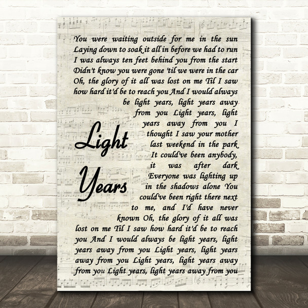 The National Light Years Vintage Script Song Lyric Quote Music Poster Print