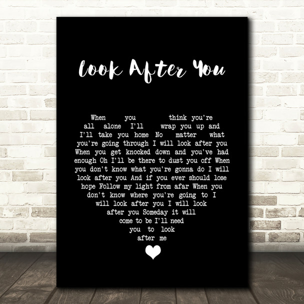 Aron Wright Look After You Black Heart Song Lyric Quote Music Poster Print