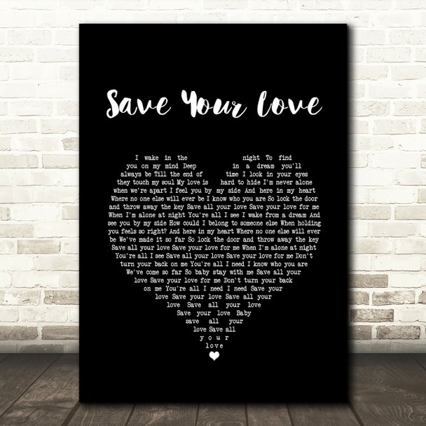 Great White Save Your Love Black Heart Song Lyric Quote Music Poster Print