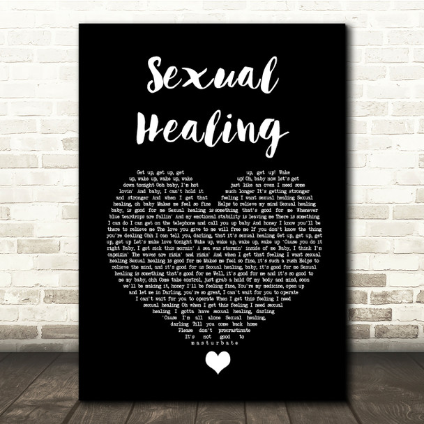 Marvin Gaye Sexual Healing Black Heart Song Lyric Quote Music Poster Print