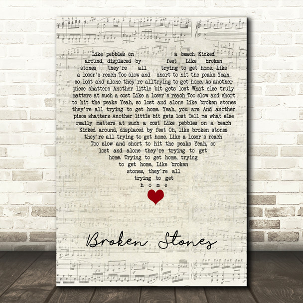 Paul Weller Broken Stones Script Heart Song Lyric Quote Music Poster Print