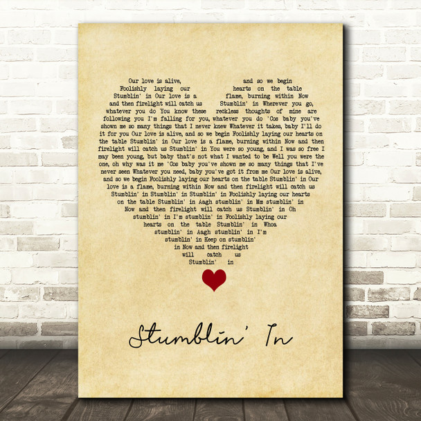 Suzi Quatro Stumblin' In Vintage Heart Song Lyric Quote Music Poster Print