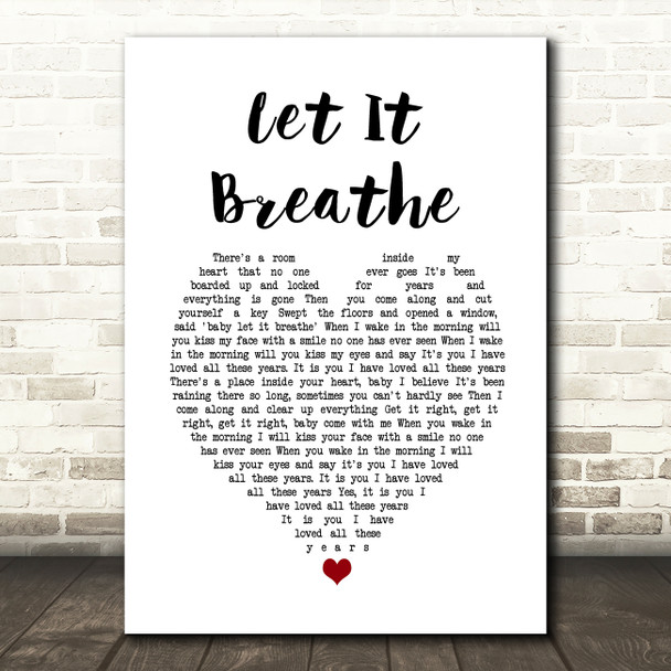 Water Liars Let It Breathe White Heart Song Lyric Quote Music Poster Print