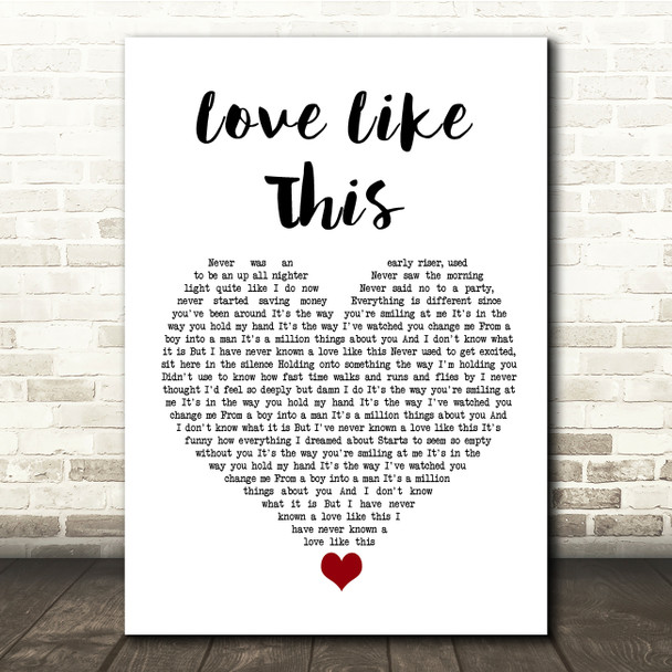 Ben Rector Love Like This White Heart Song Lyric Quote Music Poster Print
