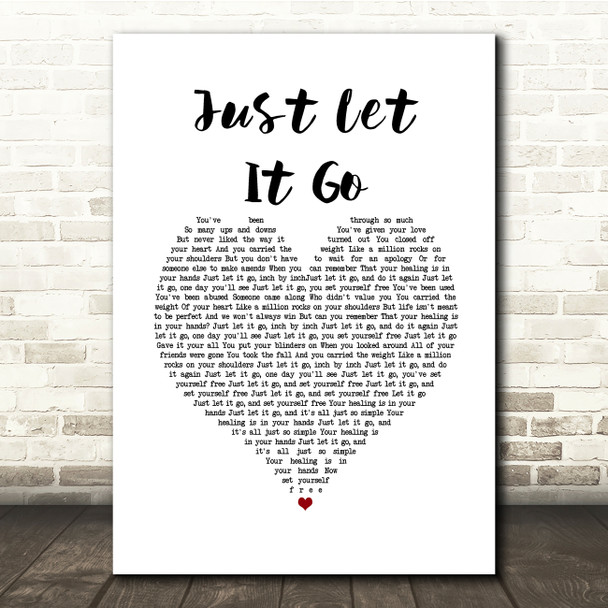 India Arie Just Let It Go White Heart Song Lyric Quote Music Poster Print