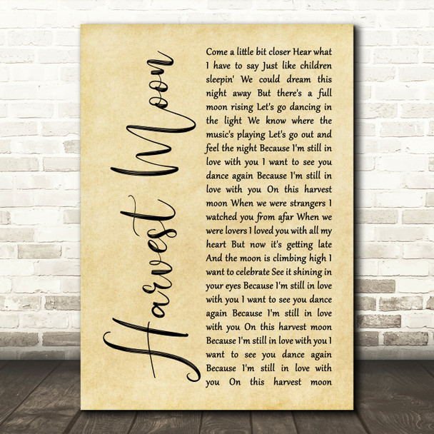 Neil Young Harvest Moon Rustic Script Song Lyric Quote Music Poster Print