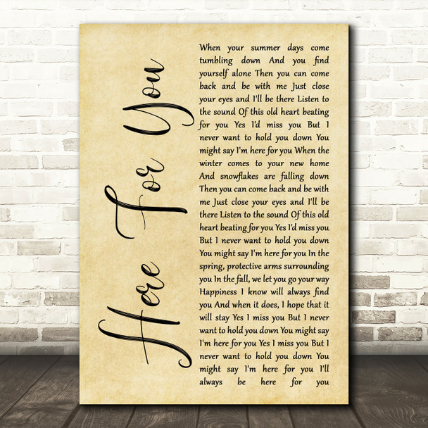 Neil Young Here For You Rustic Script Song Lyric Quote Music Poster Print