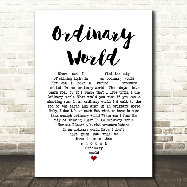 Green Day Ordinary World White Heart Song Lyric Quote Music Poster Print