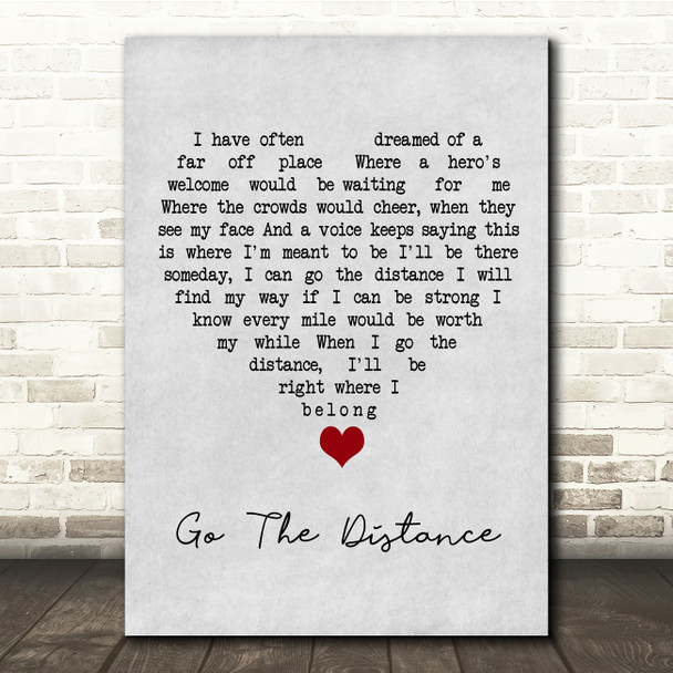 Hercules Go The Distance Grey Heart Song Lyric Quote Music Poster Print