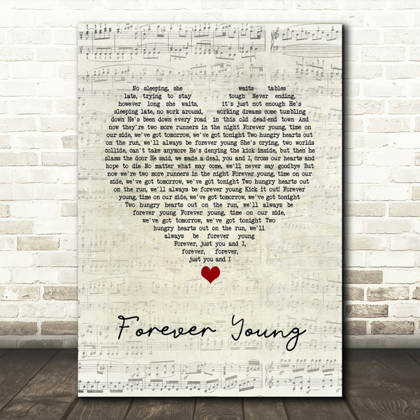 Tyketto Forever Young Script Heart Song Lyric Quote Music Poster Print