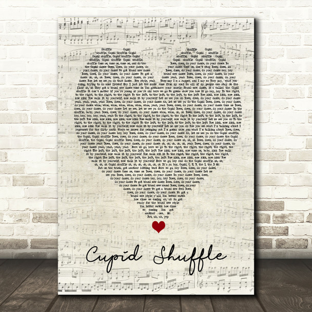 Cupid Cupid Shuffle Script Heart Song Lyric Quote Music Poster Print