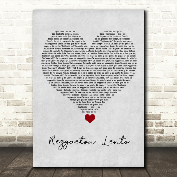 CNCO Reggaeton Lento Grey Heart Song Lyric Quote Music Poster Print