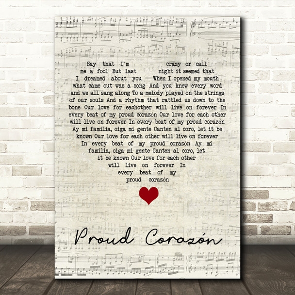 Coco Proud Corazón Script Heart Song Lyric Quote Music Poster Print